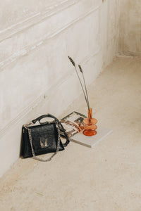 "WINGS" SMALL BLACK NICKEL SHOULDER BAG