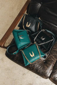 "WINGS" SMALL BLACK GOLD SHOULDER BAG