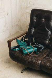 "WINGS" SMALL BLACK NICKEL SHOULDER BAG