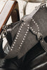 "I AM LOVE" GREY SUEDE NICKEL SHOULDER BAG