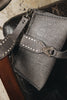 "I AM LOVE" GREY SUEDE NICKEL SHOULDER BAG
