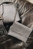 "I AM LOVE" GREY SUEDE NICKEL SHOULDER BAG