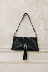 "I AM LOVE" BLACK NICKEL SHOULDER BAG
