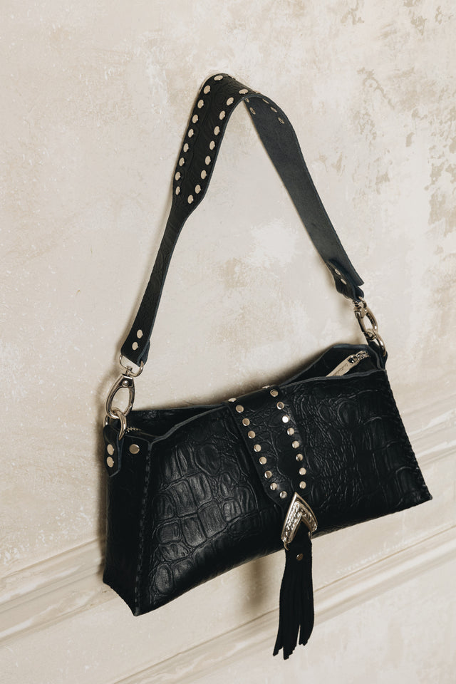 "I AM LOVE" BLACK NICKEL SHOULDER BAG