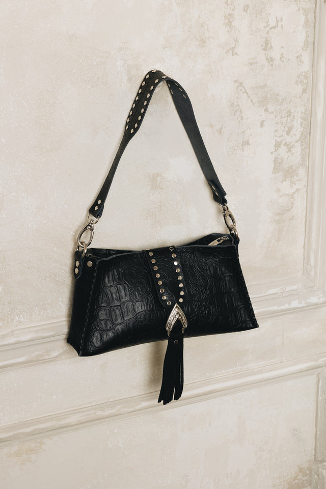 "I AM LOVE" BLACK NICKEL SHOULDER BAG