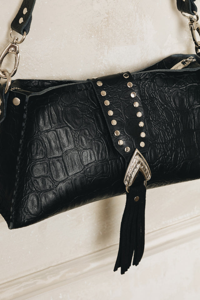"I AM LOVE" BLACK NICKEL SHOULDER BAG