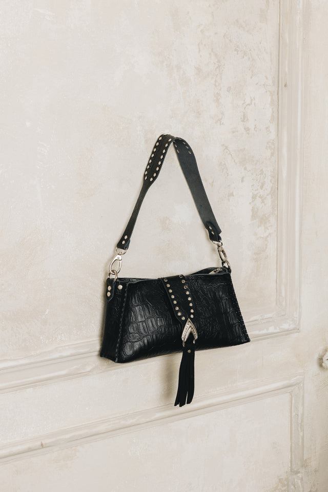 "I AM LOVE" BLACK NICKEL SHOULDER BAG