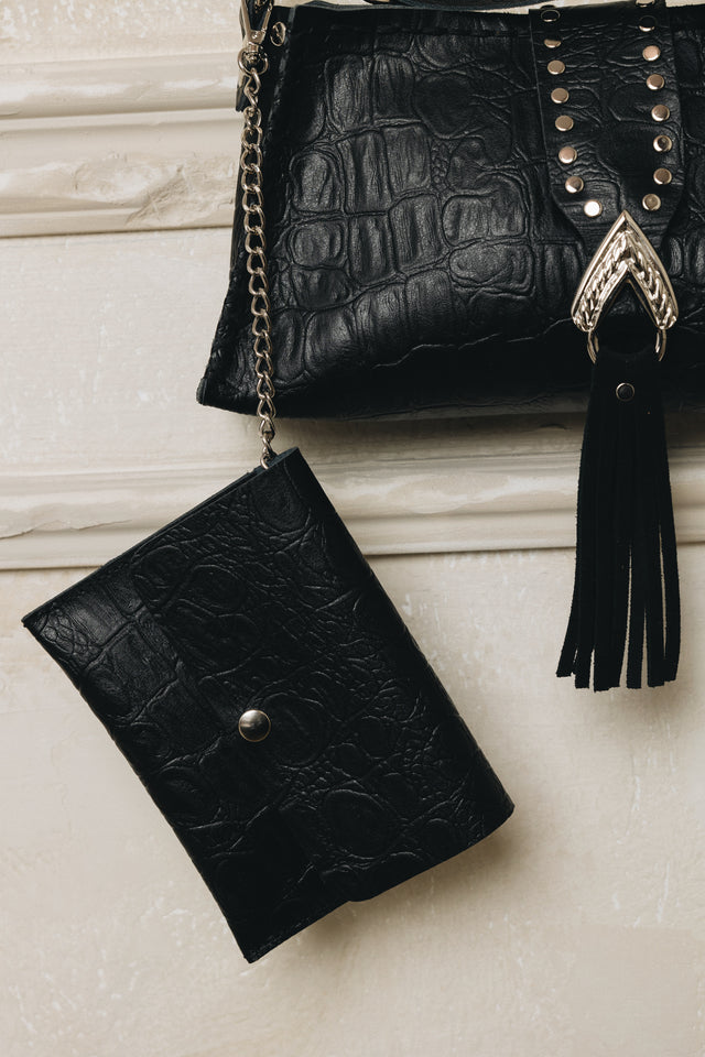 "I AM LOVE" BLACK NICKEL SHOULDER BAG