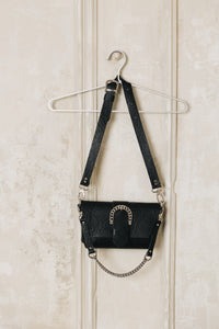 "MOVING ON" BLACK NICKEL SHOULDER BAG