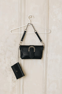 "MOVING ON" BLACK NICKEL SHOULDER BAG