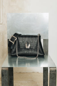 "WINGS" BLACK NICKEL SHOULDER BAG