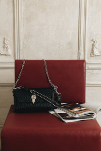 "ON MY MIND" BIG BLACK NICKEL SHOULDER BAG