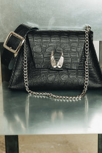 "WINGS" BLACK NICKEL SHOULDER BAG