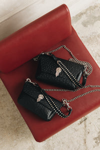 "ON MY MIND" BIG BLACK NICKEL SHOULDER BAG