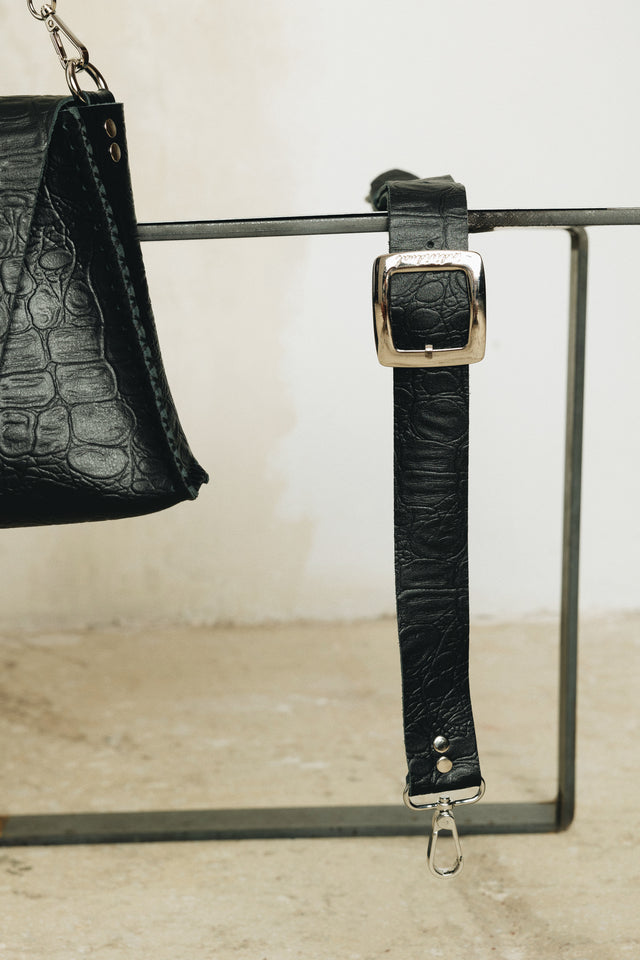 "WINGS" BLACK NICKEL SHOULDER BAG