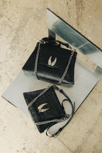 "WINGS" BLACK NICKEL SHOULDER BAG