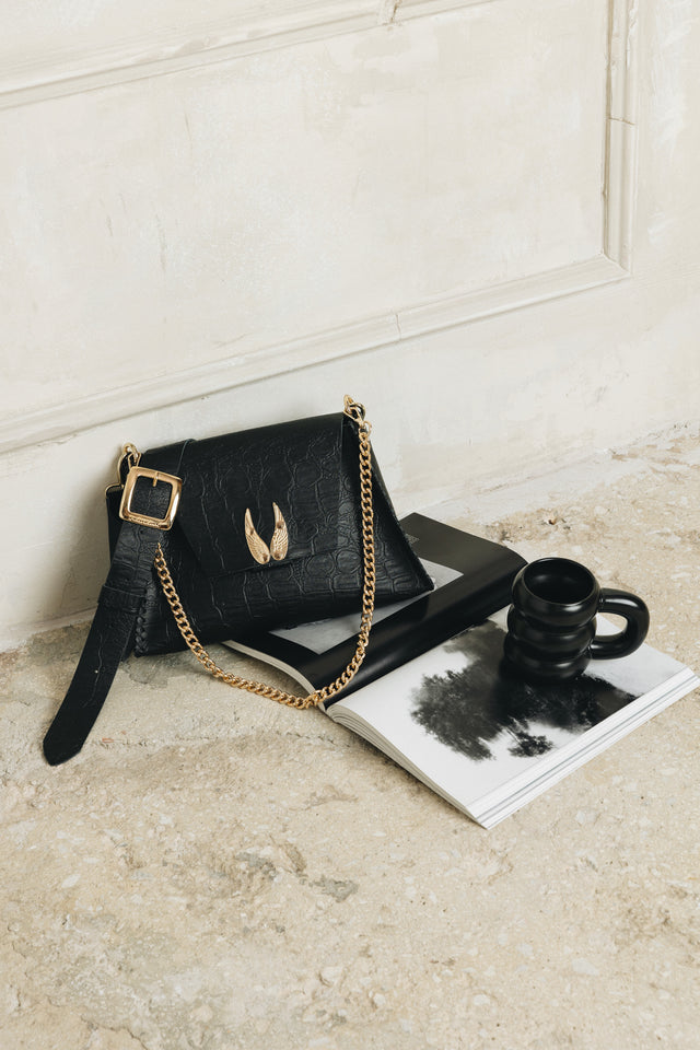 "WINGS" BLACK GOLD SHOULDER BAG