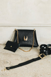 "WINGS" BLACK GOLD SHOULDER BAG