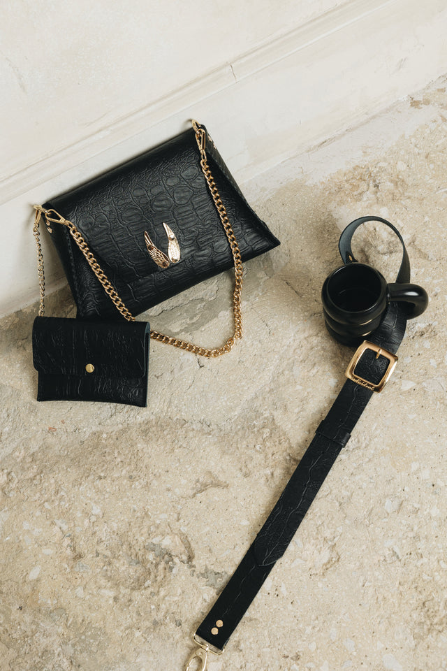 "WINGS" BLACK GOLD SHOULDER BAG