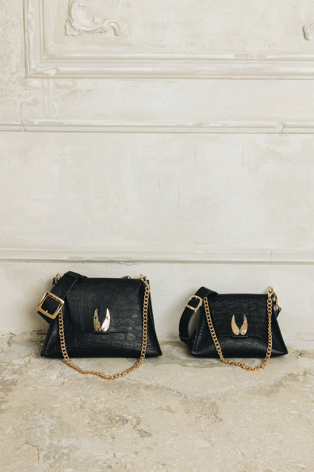 "WINGS" BLACK GOLD SHOULDER BAG