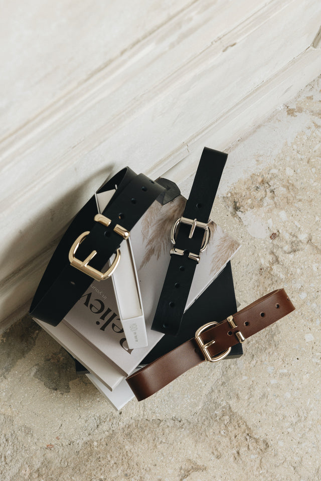 "HOLLOW" BLACK GOLD BELT