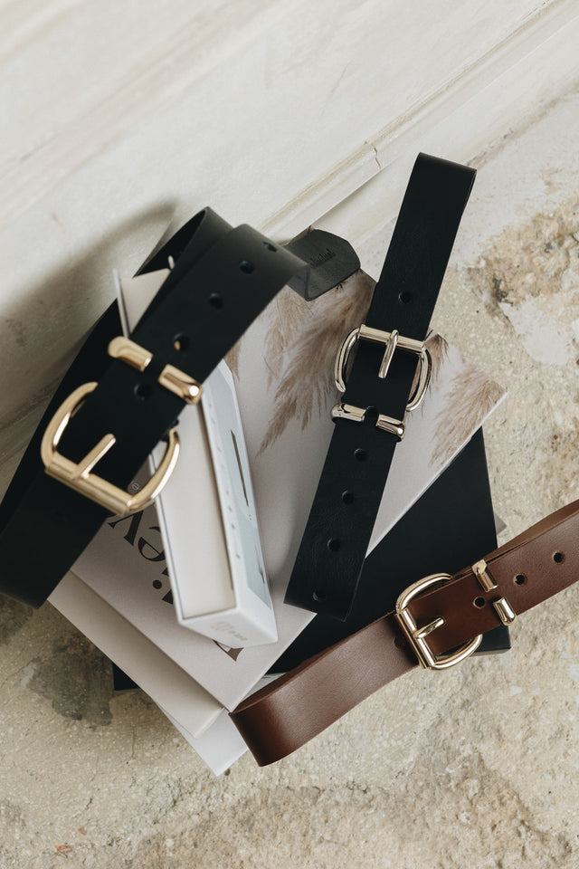 "HOLLOW" BLACK GOLD BELT
