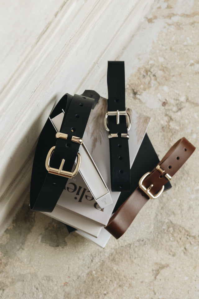 "HOLLOW" BLACK GOLD BELT