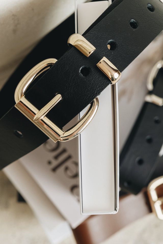 "HOLLOW" BLACK GOLD BELT
