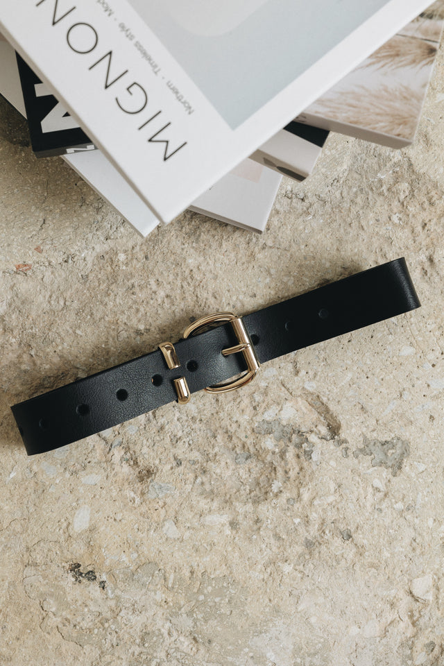 "HOLLOW" BLACK GOLD BELT