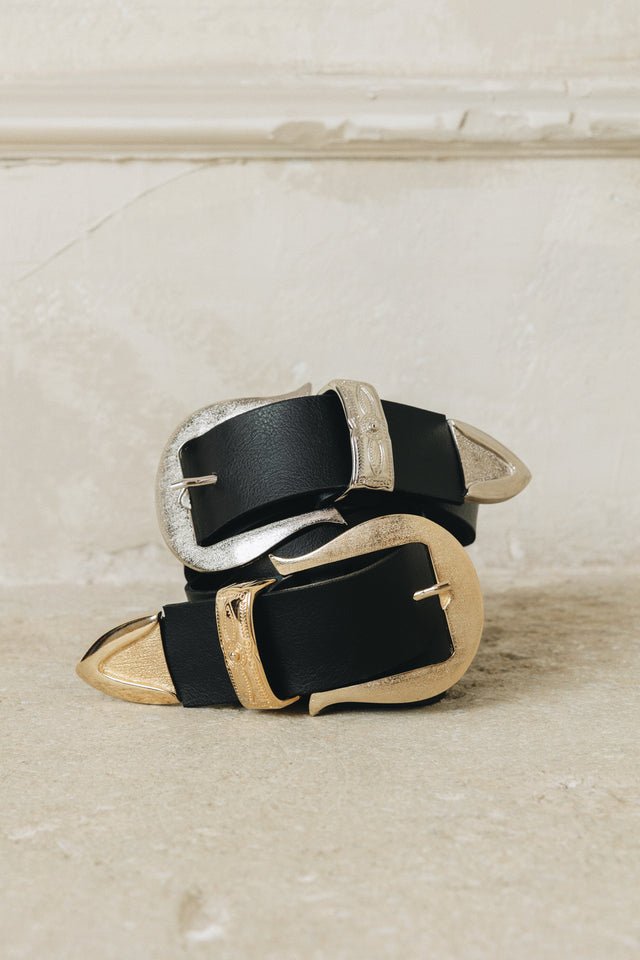 "AMANDA" BLACK GOLD BELT