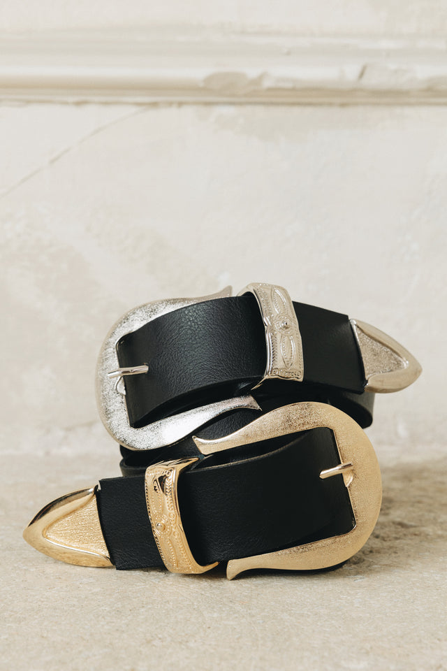 "AMANDA" BLACK GOLD BELT