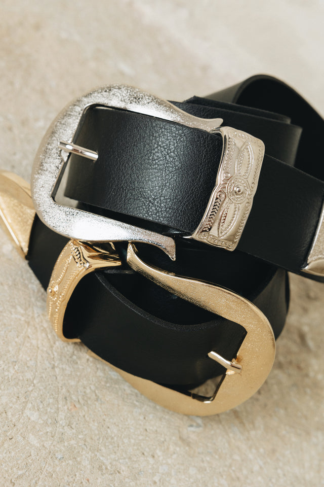 "AMANDA" BLACK GOLD BELT