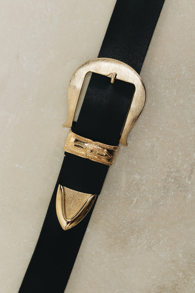 "AMANDA" BLACK GOLD BELT