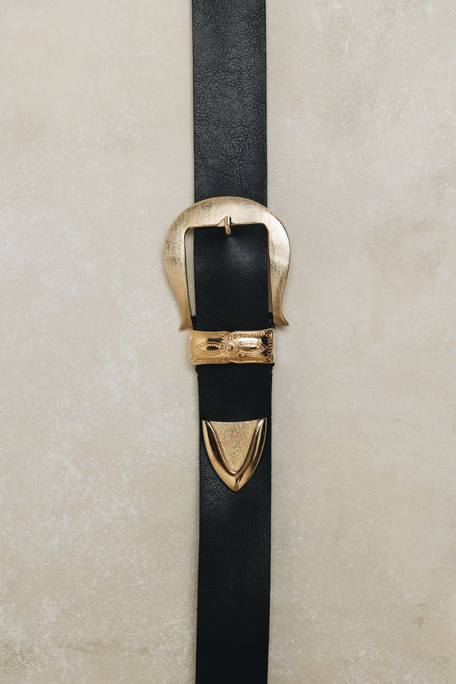 "AMANDA" BLACK GOLD BELT