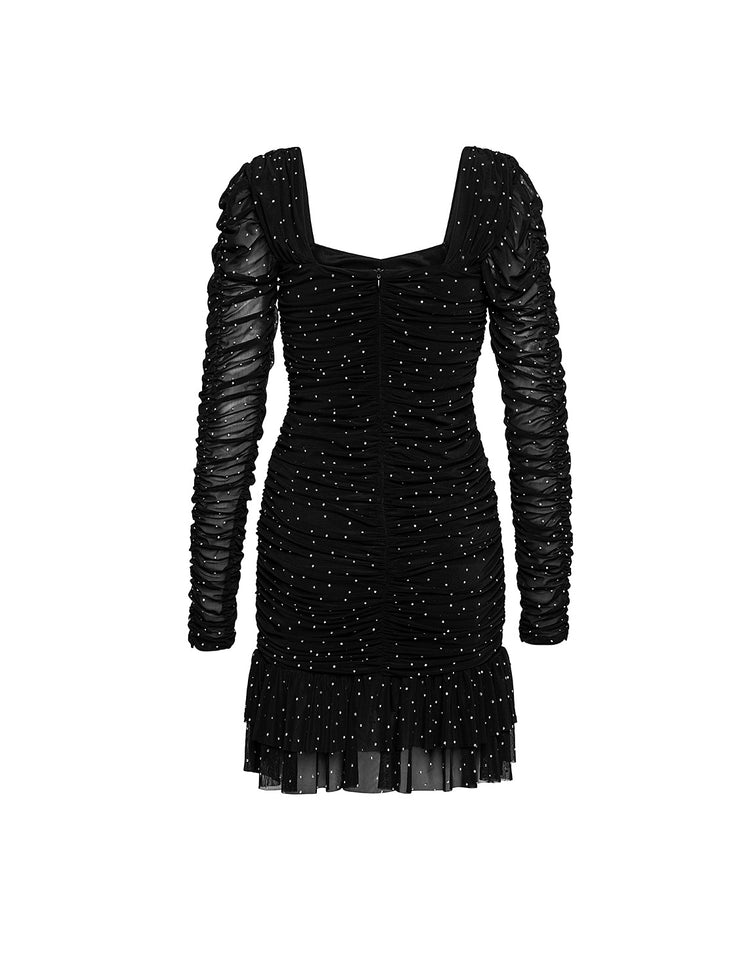 SILVIA MINI DRESS | BLACK WITH STONES 57 FASHION BAR SILVIA MINI DRESS | BLACK WITH STONES 57 FASHION BAR