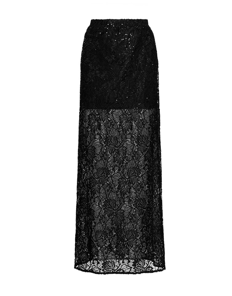 BLAKE SEQUINED LACE SKIRT | BLACK