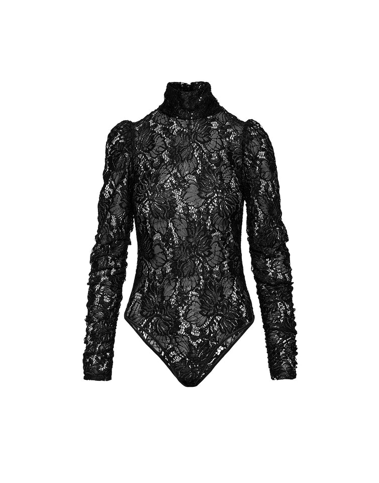 PATRICIA BODYSUIT | BLACK SEQUINED LACE