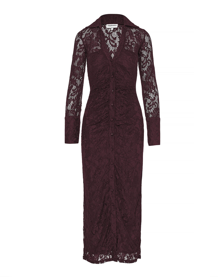 MARGARET LACE DRESS | BURGUNDY