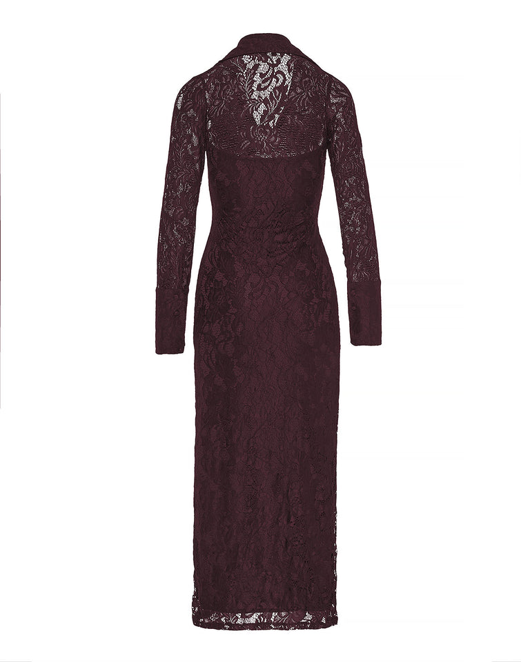 MARGARET LACE DRESS | BURGUNDY
