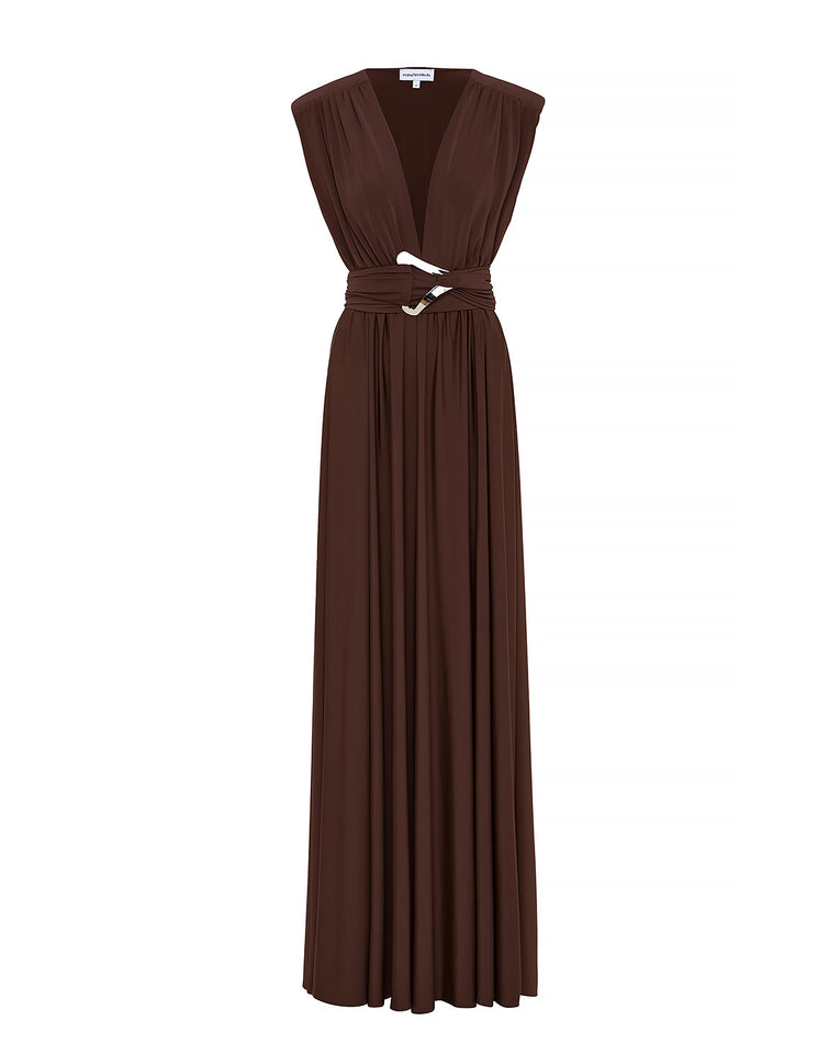 ANABELLE DRESS ROYAL BROWN