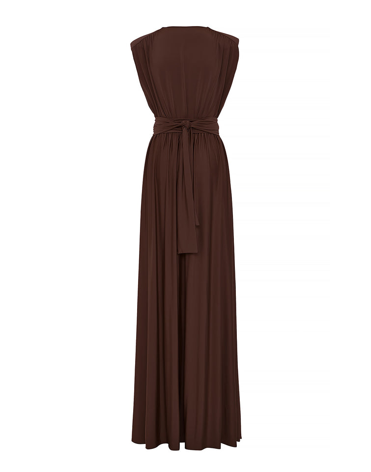 ANABELLE DRESS ROYAL BROWN