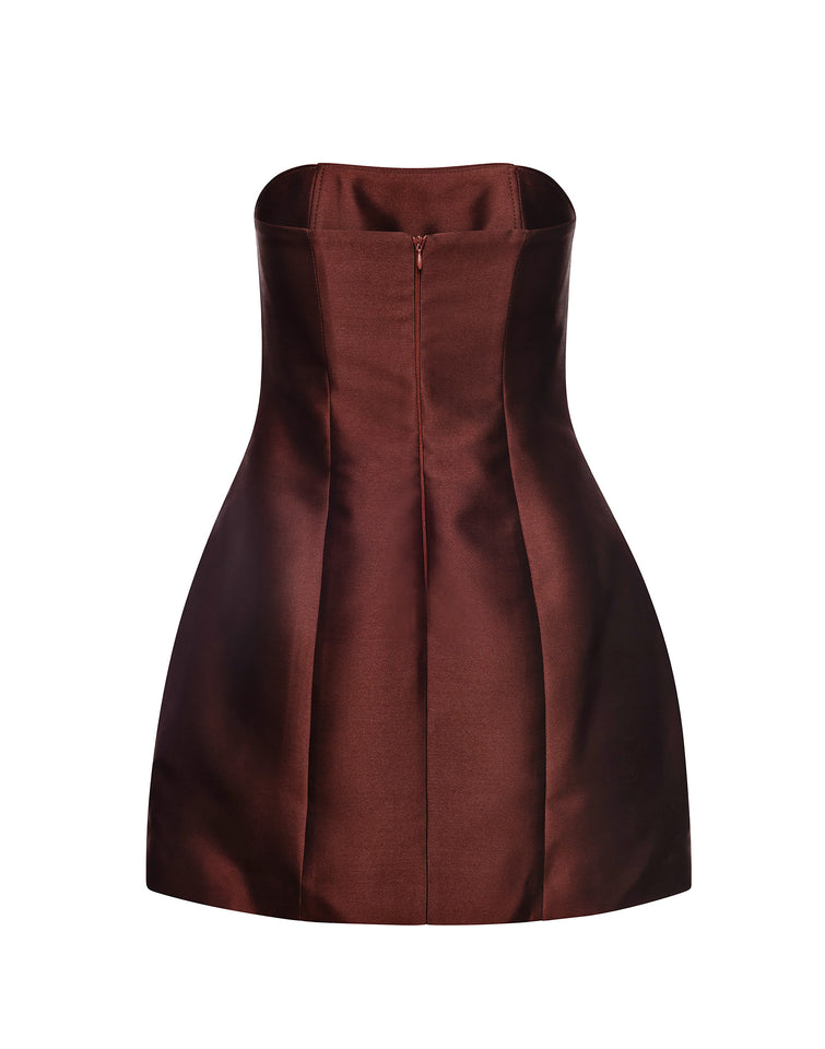 SOLENE MINI DRESS CHESTNUT BROWN