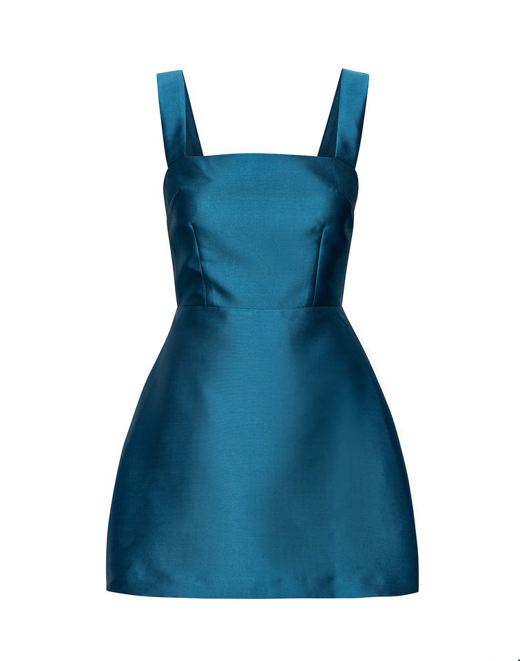 VASILIKI MINI DRESS PETROL BLUE