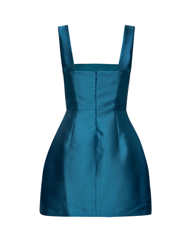 VASILIKI MINI DRESS PETROL BLUE