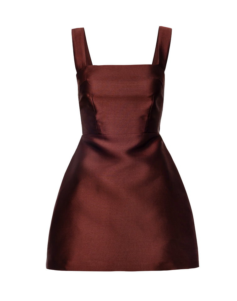 VASILIKI MINI DRESS CHESTNUT BROWN