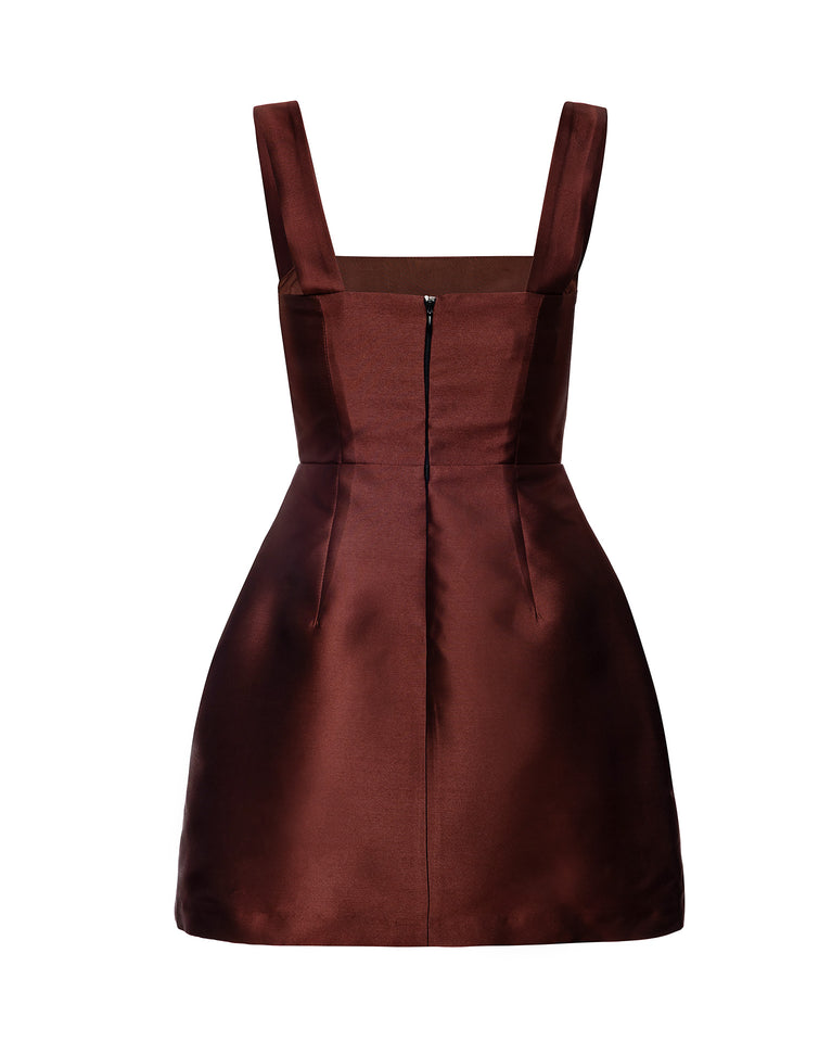VASILIKI MINI DRESS CHESTNUT BROWN