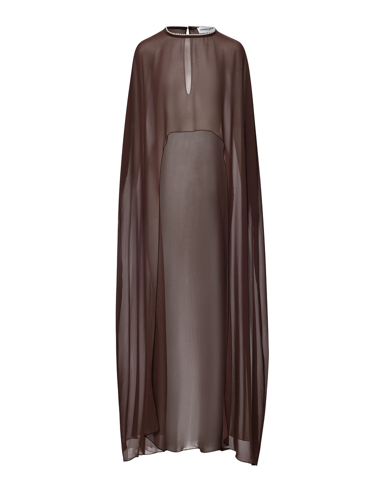 LONG SLEEVE CAPE CINNAMON BROWN
