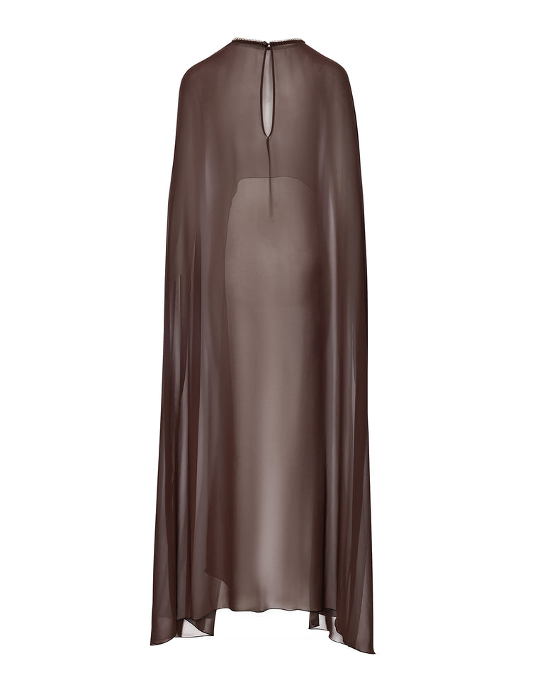 LONG SLEEVE CAPE CINNAMON BROWN