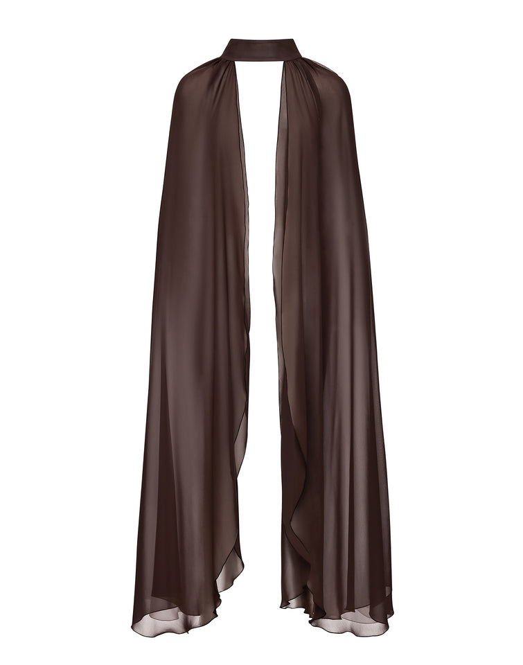 TURTLENECK CAPE CINNAMON BROWN