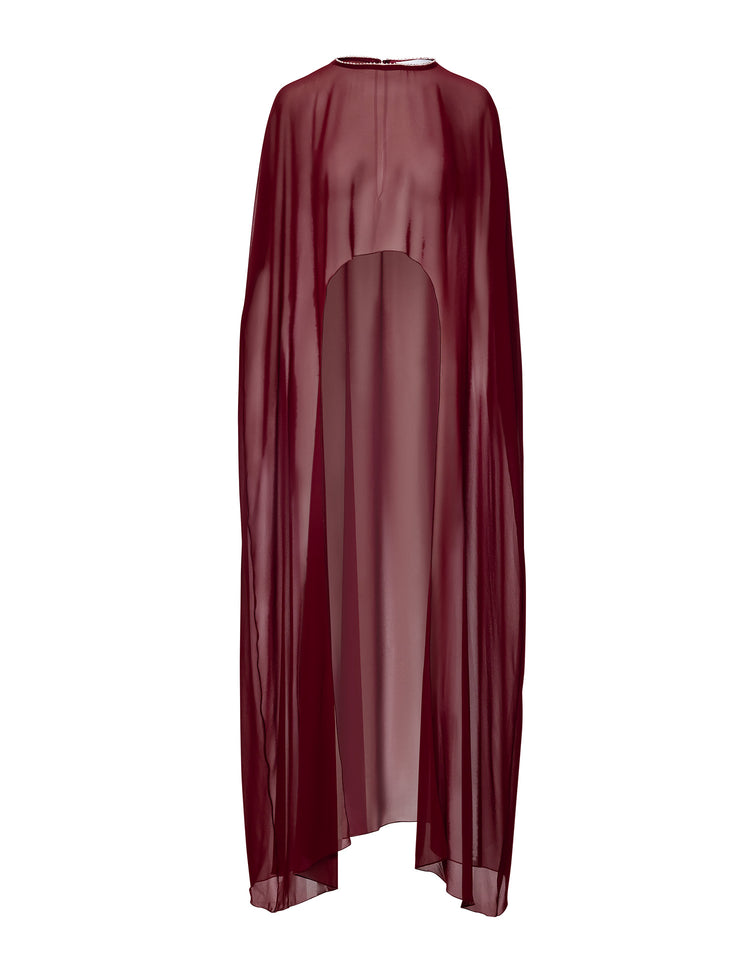 LONG SLEEVE CAPE | CHERRY RED